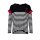 Knit sweater with brooch, black-white