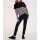 Knit sweater with brooch, black-white