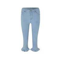 Capri jeans with ruffles, bleached