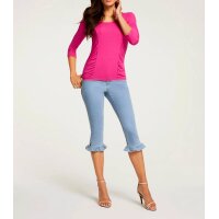 Capri jeans with ruffles, bleached