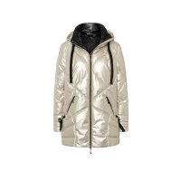 Stehkragen-Steppjacke m. Kapuze, metallicfarben
