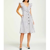 Linen dress, white-black