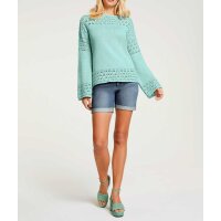Designer-Ajourpullover, blaugrün