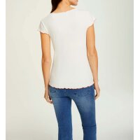 Designer-Rippenshirt m. Blüten-Print, champagner