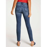 Designer-Röhrenjeans m. Stickerei, blue denim
