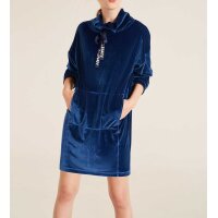 Velvet long shirt, blue