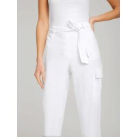 Cargo trousers with tie belt, white