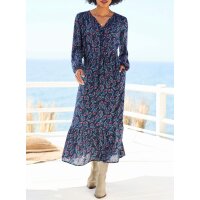 Paisley pattern maxi dress, dark blue / rosé