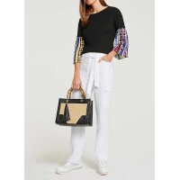 Shirt with pleat sleeves, black-multicolour