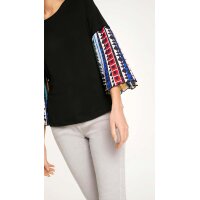 Shirt with pleat sleeves, black-multicolour