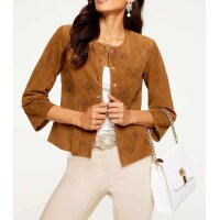 Designer-Lederjacke m. Cut-Outs, cognac