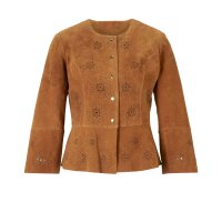 Designer-Lederjacke m. Cut-Outs, cognac