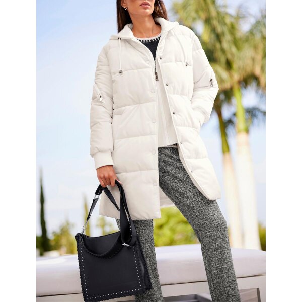Winter quilt coat with hood, ecru