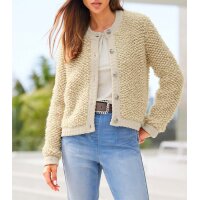 Bouclé-Strickjacke, sand