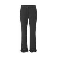 Designer-Leinenhose m. Fransen, schwarz