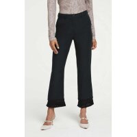 Linen trousers with fringes, black