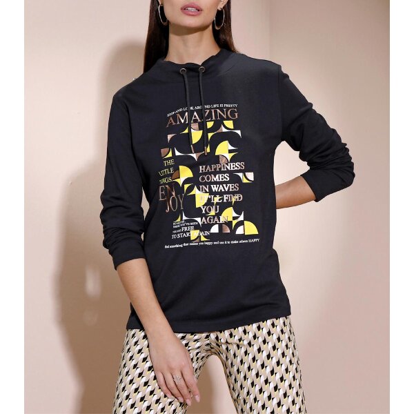 Sweatshirt with print in the front, black-lime
