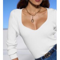 Designer-Dekolletépullover, weiß