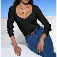 Decollete sweater, black