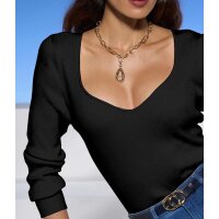 Designer-Dekolletépullover, schwarz