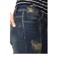 Marken-Damen-Jeanshose, blau-gold