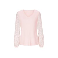Designer-Shirt m. Langarm aus Spitze, hellrosé