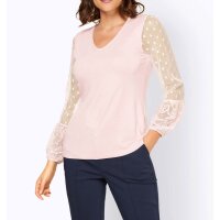 Shirt with long lace sleeves, light rose