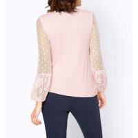 Shirt with long lace sleeves, light rose