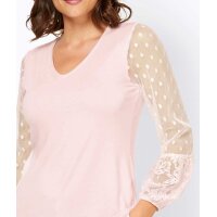 Shirt with long lace sleeves, light rose