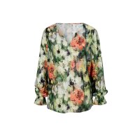 Raštuota palaidinė su raukiniais ir gėlių...