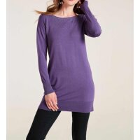 Feinstrick-Longpullover m. Nieten, lila