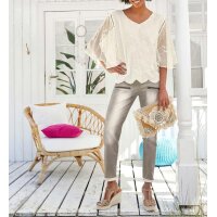 Lace blouse with embroidery, champagne