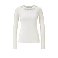 Designer-Feinstrickpullover m. Perlen, ecru