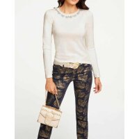 Designer-Feinstrickpullover m. Perlen, ecru