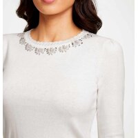 Designer-Feinstrickpullover m. Perlen, ecru