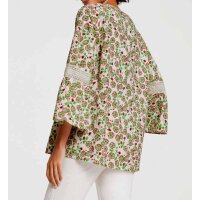 Print blouse with lace, multicolour