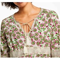 Print blouse with lace, multicolour