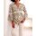 Print blouse with lace, multicolour