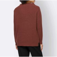 Designer-Merinopullover m.Spitzenbesatz, rotbraun