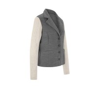 Kuschel-Fleeceblazer m. Zopfstrick, grau-champagner