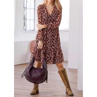 Designer-Druckkleid, rosenquarz-burgund