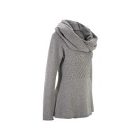 Cable knit sweater with scarf, grey