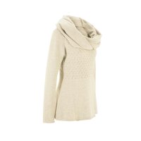 Designer-Zopfmusterpullover m. Schal, champagner