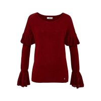 Feinstrickpullover m. Volants, bordeaux