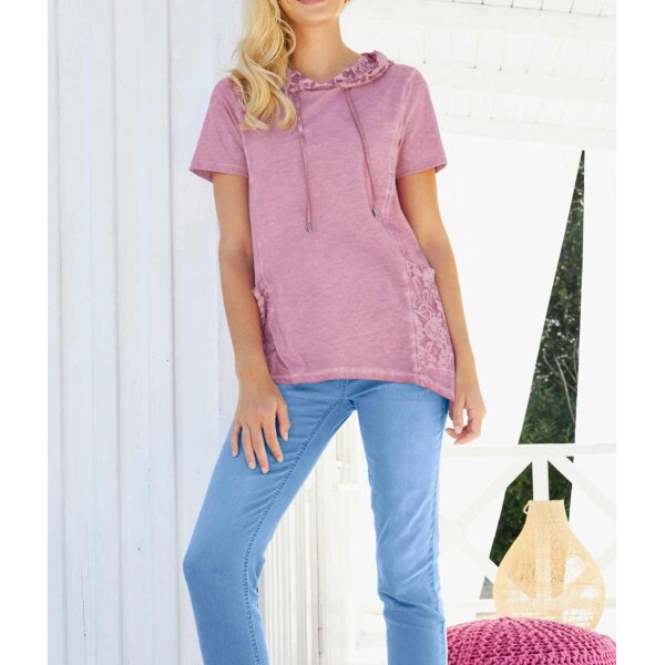 Designer-Kapuzenshirt m.Spitze, altrosa