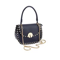 Handtasche m.Zierperlen-Applikation, dunkelblau