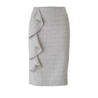 Body-forming skirt with flounces, grey-rosé