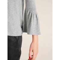 Designer-Pullover m. Volants, grau-melange