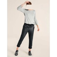 Designer-Pullover m. Volants, grau-melange