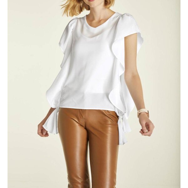 Volant-Bluse, offwhite